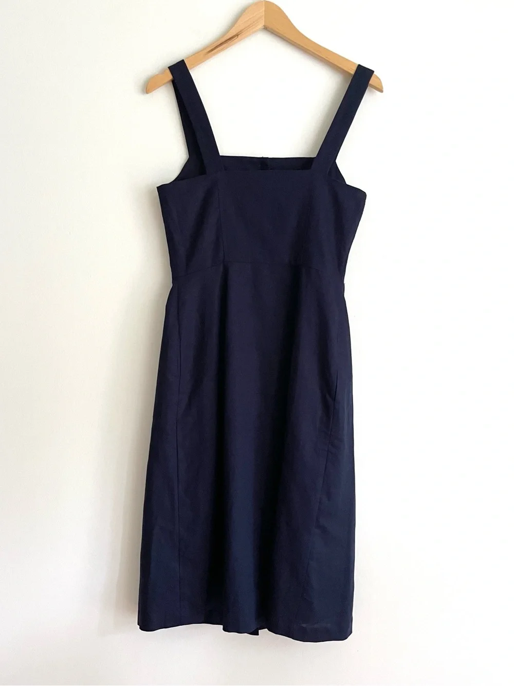 Gap Button Front Apron Linen Cotton Sleeveless Midi Dress Dark Navy NWT - Picture 4 of 11